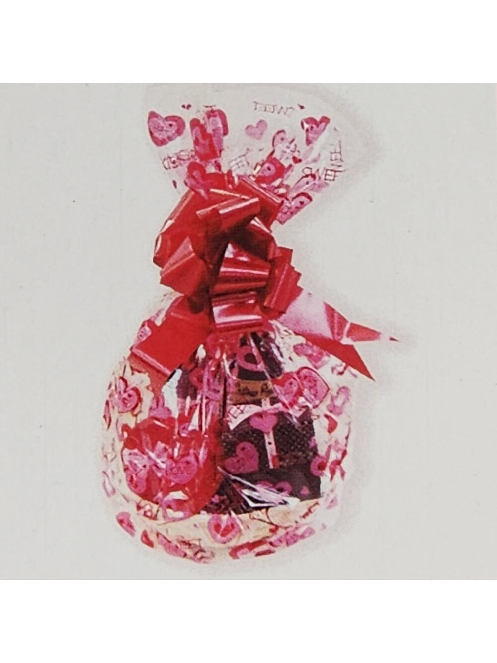 Valentines Day 5pc Cellophane Basket Bags With Pull Bow 2 Styles - 22"x25"x8"